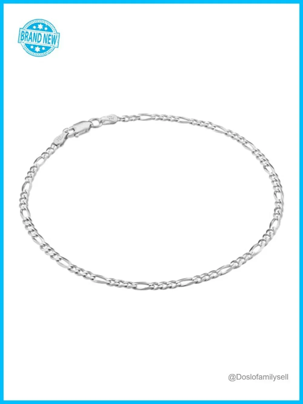 Solid 925 Sterling Silver Ankle Bracelet, Made in Italy, Waterproof
